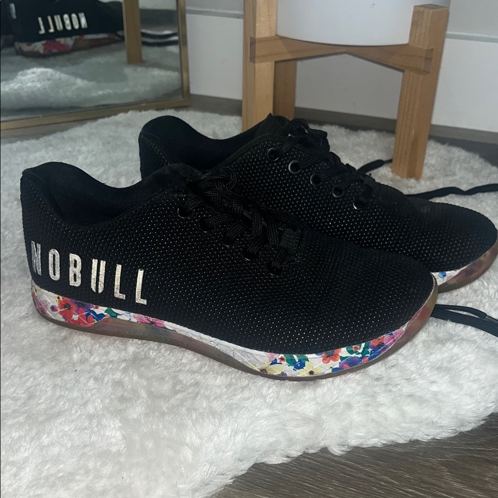 NOBULL Women's Black Training Shoes with Floral Sole